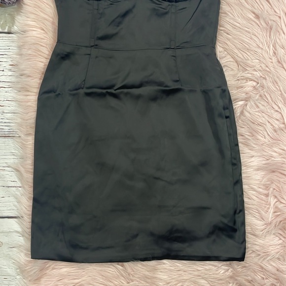 NWT Naked Wardrobe The Statement Black Satin Corset Ruched Strapless Mini Dress - Picture 5 of 10